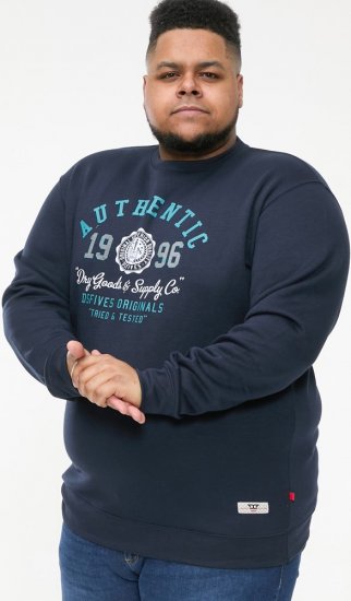 D555 KEYWORTH Authentic Printed Crew Neck Sweatshirt Navy - Mikiny & mikiny s kapucí - Mikiny & Mikiny s kapucí 2XL-12XL
