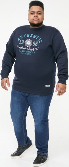 D555 KEYWORTH Authentic Printed Crew Neck Sweatshirt Navy - Mikiny & mikiny s kapucí - Mikiny & Mikiny s kapucí 2XL-12XL