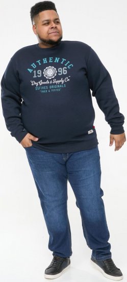 D555 KEYWORTH Authentic Printed Crew Neck Sweatshirt Navy - Mikiny & mikiny s kapucí - Mikiny & Mikiny s kapucí 2XL-12XL