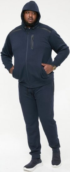 D555 GABRIEL Couture Zip Through Hoody With Reversible Zips Navy - Mikiny & mikiny s kapucí - Mikiny & Mikiny s kapucí 2XL-12XL