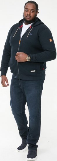 D555 IRVIN Full Zip Jacquard Hoody With Chest Embroidery Navy - Mikiny & mikiny s kapucí - Mikiny & Mikiny s kapucí 2XL-12XL