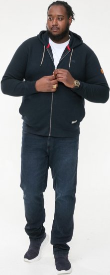 D555 IRVIN Full Zip Jacquard Hoody With Chest Embroidery Navy - Mikiny & mikiny s kapucí - Mikiny & Mikiny s kapucí 2XL-12XL