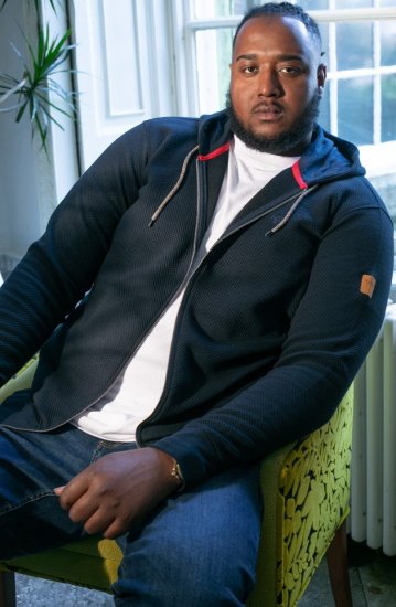 D555 IRVIN Full Zip Jacquard Hoody With Chest Embroidery Navy - Mikiny & mikiny s kapucí - Mikiny & Mikiny s kapucí 2XL-12XL