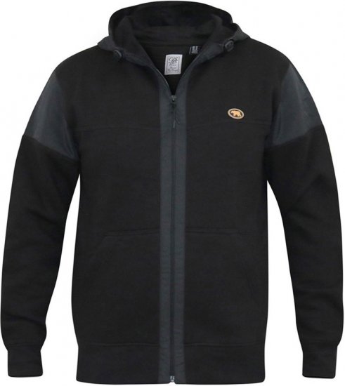 D555 DEAN Couture Zip Through Hoody With Woven Contrast Fabric Trim Black - Mikiny & mikiny s kapucí - Mikiny & Mikiny s kapucí 2XL-12XL