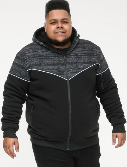 D555 HENNESSEY Zip Through Hoody With Sherpa Lining Black - Mikiny & mikiny s kapucí - Mikiny & Mikiny s kapucí 2XL-12XL