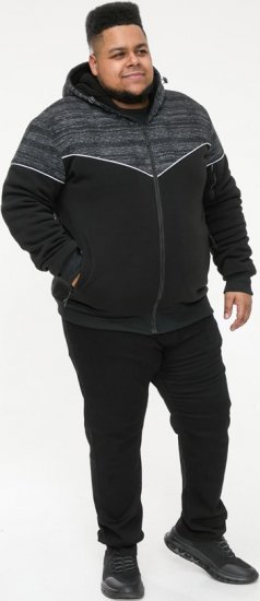 D555 HENNESSEY Zip Through Hoody With Sherpa Lining Black - Mikiny & mikiny s kapucí - Mikiny & Mikiny s kapucí 2XL-12XL