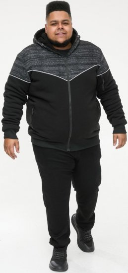 D555 HENNESSEY Zip Through Hoody With Sherpa Lining Black - Mikiny & mikiny s kapucí - Mikiny & Mikiny s kapucí 2XL-12XL