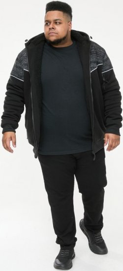 D555 HENNESSEY Zip Through Hoody With Sherpa Lining Black - Mikiny & mikiny s kapucí - Mikiny & Mikiny s kapucí 2XL-12XL