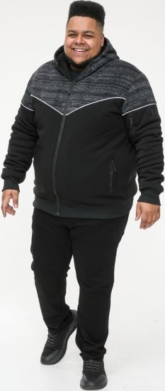 D555 HENNESSEY Zip Through Hoody With Sherpa Lining Black - Mikiny & mikiny s kapucí - Mikiny & Mikiny s kapucí 2XL-12XL