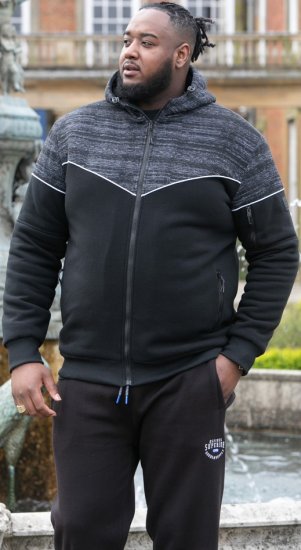 D555 HENNESSEY Zip Through Hoody With Sherpa Lining Black - Mikiny & mikiny s kapucí - Mikiny & Mikiny s kapucí 2XL-12XL