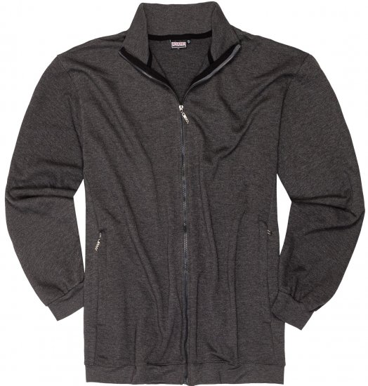 Adamo Athen Sweat Jacket with Full Zipper Charcoal - Mikiny & mikiny s kapucí - Mikiny & Mikiny s kapucí 2XL-12XL