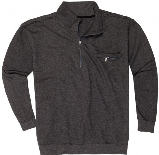 Adamo Athen Sweatshirt Half Zipper Charocal - Mikiny & mikiny s kapucí - Mikiny & Mikiny s kapucí 2XL-12XL