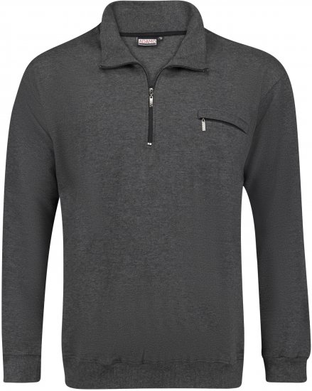 Adamo Athen Sweatshirt Half Zipper Charocal - Mikiny & mikiny s kapucí - Mikiny & Mikiny s kapucí 2XL-12XL