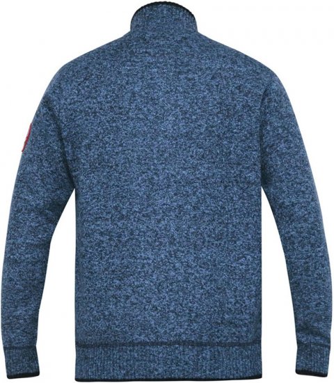 D555 ECCLES Cable Knitted Zip Through Sweater With Bonded Check Lining Denim Marl - Mikiny & mikiny s kapucí - Mikiny & Mikiny s kapucí 2XL-12XL
