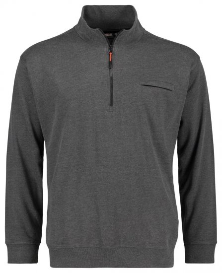Adamo 159305 Mikina se stojáčkem a zipem Tmavě šedý melír - Mikiny & mikiny s kapucí - Mikiny & Mikiny s kapucí 2XL-12XL