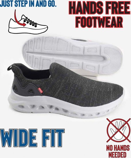 D555 Blyth 1 Kingsize Hands Free Shoes With Knitted Top Black - Pánská obuv 40-52 - 