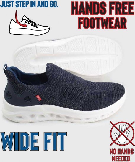 D555 Blyth 2 Kingsize Hands Free Shoes With Knitted Top Navy - Pánská obuv 40-52 - 