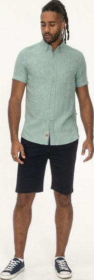 D555 Falmouth 2 Linen Mix Short Sleeve Shirt With Button Down Mint - Košile - Košile 2XL-10XL