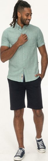 D555 Falmouth 2 Linen Mix Short Sleeve Shirt With Button Down Mint - Košile - Košile 2XL-10XL