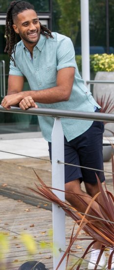 D555 Falmouth 2 Linen Mix Short Sleeve Shirt With Button Down Mint - Košile - Košile 2XL-10XL