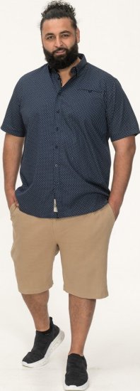 D555 Norwich Short Sleeve Micro AOP Shirt With Hidden Button Down Navy - Košile - Košile 2XL-10XL