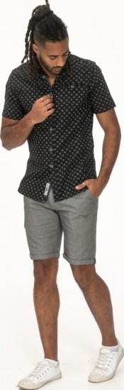 D555 Matlock Short Sleeve AOP Shirt With Hidden Button Down Black - Košile - Košile 2XL-10XL