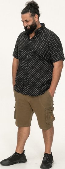 D555 Matlock Short Sleeve AOP Shirt With Hidden Button Down Black - Košile - Košile 2XL-10XL