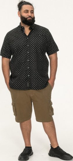 D555 Matlock Short Sleeve AOP Shirt With Hidden Button Down Black - Košile - Košile 2XL-10XL