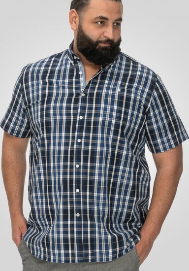 D555 Walsall Button Down Collar Short Sleeve Shirt Navy Shirt - Košile - Košile 2XL-10XL