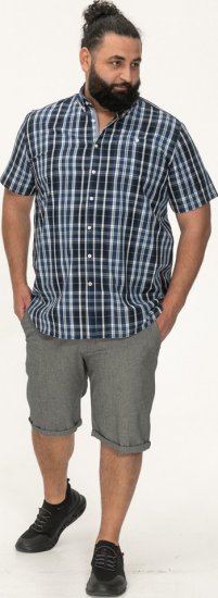 D555 Walsall Button Down Collar Short Sleeve Shirt Navy Shirt - Košile - Košile 2XL-10XL