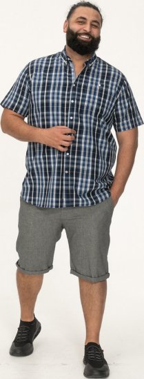 D555 Walsall Button Down Collar Short Sleeve Shirt Navy Shirt - Košile - Košile 2XL-10XL