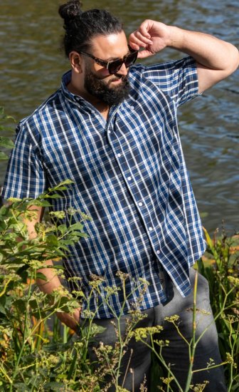 D555 Walsall Button Down Collar Short Sleeve Shirt Navy Shirt - Košile - Košile 2XL-10XL