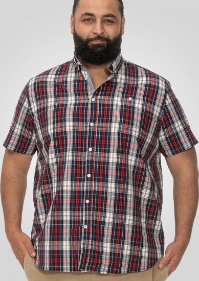 D555 Shields Button Down Collar Short Sleeve Shirt With Pocket Red Check - Košile - Košile 2XL-10XL