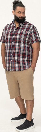 D555 Shields Button Down Collar Short Sleeve Shirt With Pocket Red Check - Košile - Košile 2XL-10XL