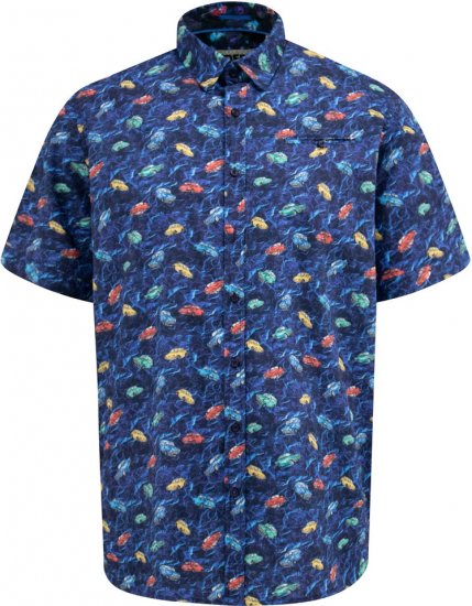 D555 Hartlepool Short Sleeve Vintage Car AOP Stretch Shirt Blue - Košile - Košile 2XL-10XL