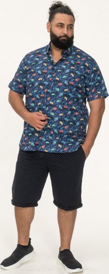 D555 Hartlepool Short Sleeve Vintage Car AOP Stretch Shirt Blue - Košile - Košile 2XL-10XL