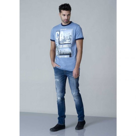 D555 Howie Fine Stripe T-shirt Blue - Trička - Trička nadměrné velikosti - 2XL-14XL