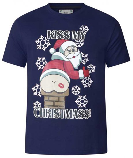 D555 Naughty X-mas T-shirt Navy - Trička - Trička nadměrné velikosti - 2XL-14XL