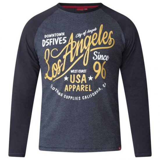 D555 Neill Long Sleeve T-shirt Black - Trička - Trička nadměrné velikosti - 2XL-14XL
