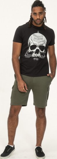 D555 Hucknall Skull Monochrome Printed Crew Neck T-shirt Washed Black - Trička - Trička nadměrné velikosti - 2XL-14XL