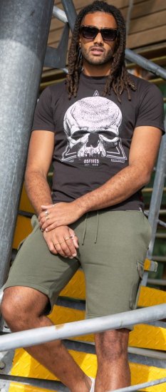 D555 Hucknall Skull Monochrome Printed Crew Neck T-shirt Washed Black - Trička - Trička nadměrné velikosti - 2XL-14XL