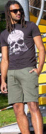 D555 Hucknall Skull Monochrome Printed Crew Neck T-shirt Washed Black - Trička - Trička nadměrné velikosti - 2XL-14XL