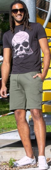 D555 Hucknall Skull Monochrome Printed Crew Neck T-shirt Washed Black - Trička - Trička nadměrné velikosti - 2XL-14XL