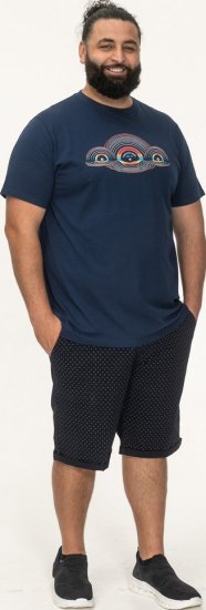 D555 Cheltenham Record With Reflection Printed T-shirt French Navy - Trička - Trička nadměrné velikosti - 2XL-14XL
