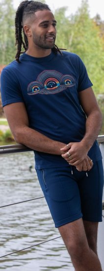 D555 Cheltenham Record With Reflection Printed T-shirt French Navy - Trička - Trička nadměrné velikosti - 2XL-14XL