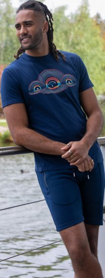 D555 Cheltenham Record With Reflection Printed T-shirt French Navy - Trička - Trička nadměrné velikosti - 2XL-14XL