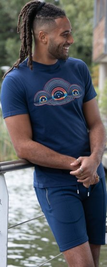 D555 Cheltenham Record With Reflection Printed T-shirt French Navy - Trička - Trička nadměrné velikosti - 2XL-14XL