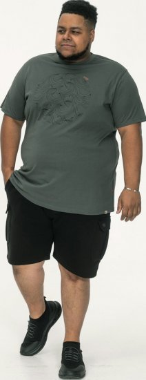 D555 Poole Circle Wave Printed Crew Neck T-shirt Khaki - Trička - Trička nadměrné velikosti - 2XL-14XL