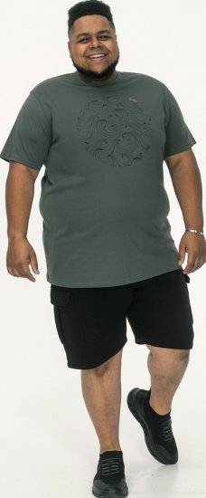 D555 Poole Circle Wave Printed Crew Neck T-shirt Khaki - Trička - Trička nadměrné velikosti - 2XL-14XL