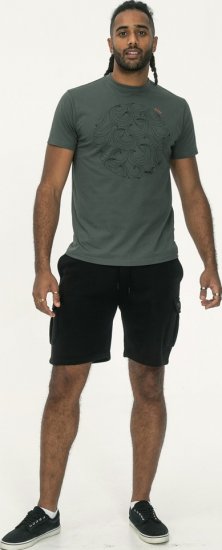 D555 Poole Circle Wave Printed Crew Neck T-shirt Khaki - Trička - Trička nadměrné velikosti - 2XL-14XL